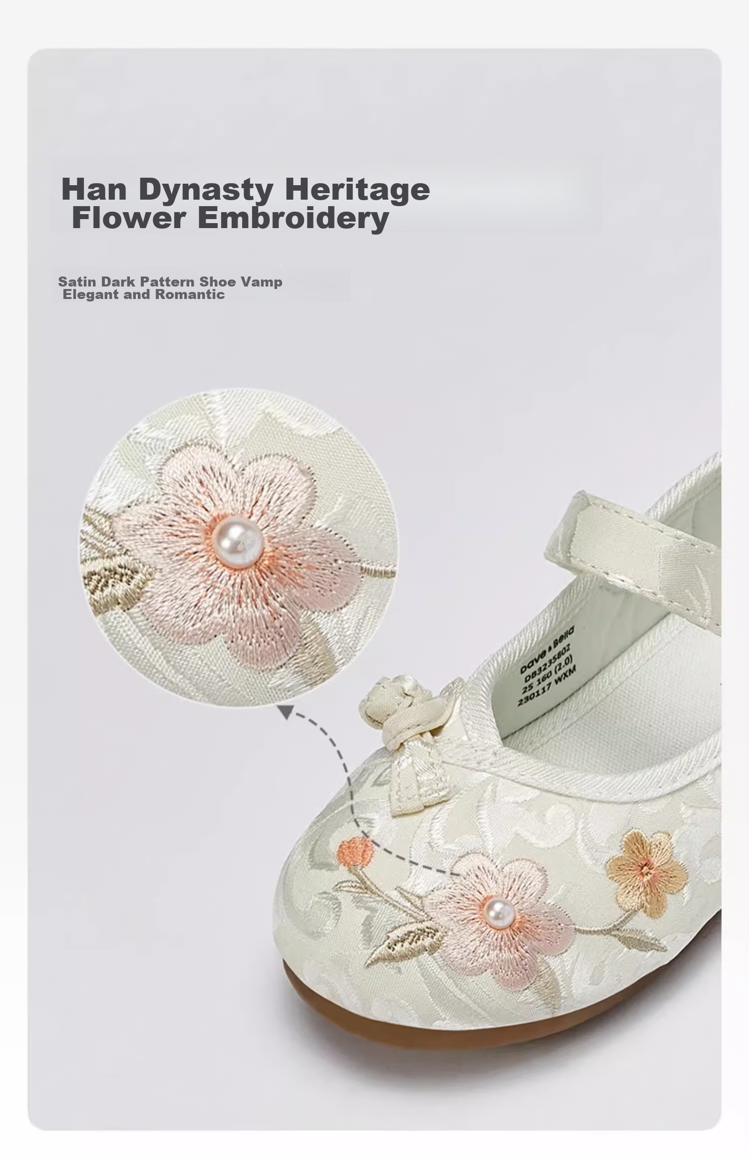 DAVE & BELLA Girls' Embroidered Shoes, Chinese Style Children's Hanfu Qipao Shoes, Frog Buttons, Spring And Autumn Season Girls' Shoes 2