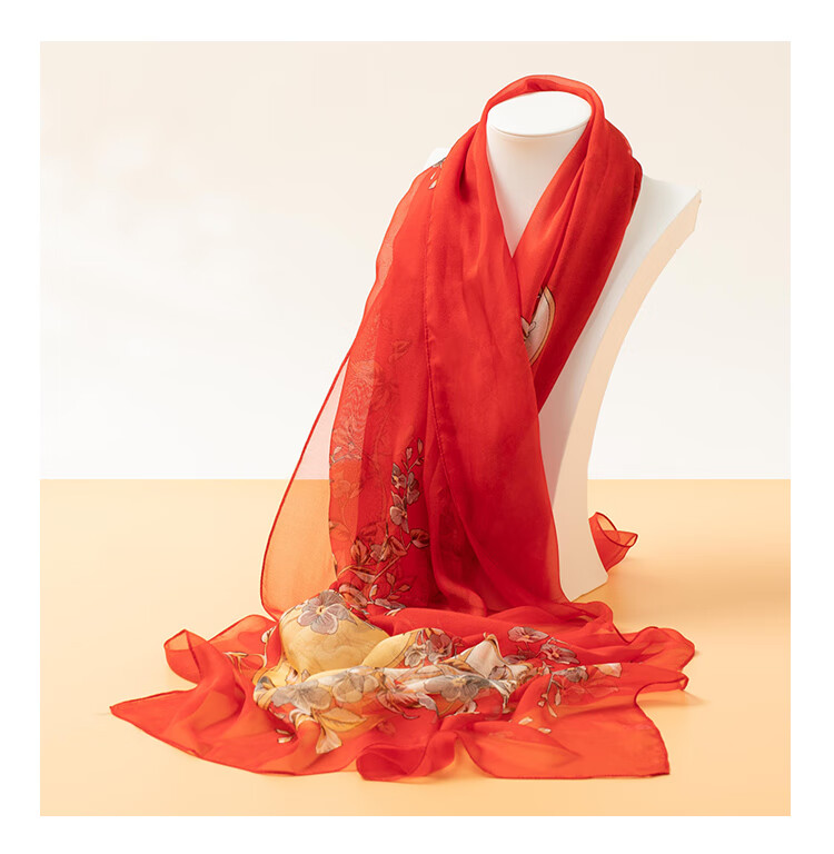 Shanghai Story Women's 100% Mulberry Silk Chiffon Scarf Sunscreen Shawl Birthday Gift Scarf Gift Box Rose Pink 25