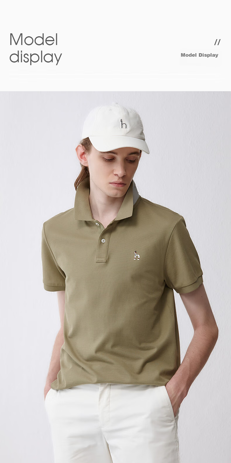 HAZZYS Men's Clothing, Summer [3A Antibacterial], Cool And Comfortable Simple Short-Sleeve POLO for Men ASTZE0BBX26, Tea Green, Size 50 23
