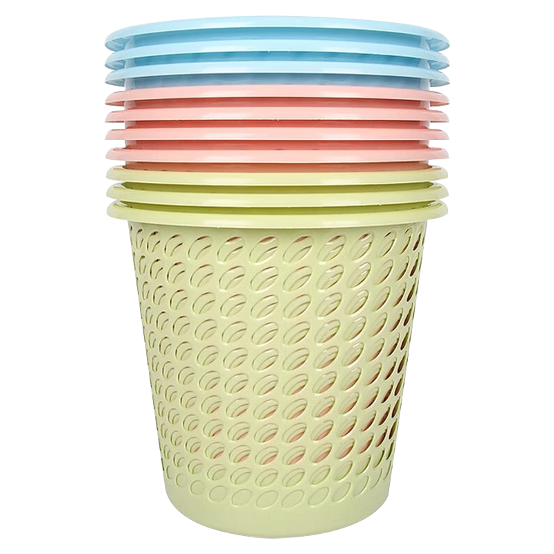 Bingyu BYrl-77 Multifunctional Office Bathroom Trash Can Plastic Hollow Waste Bin Paper Basket Random Color (10 Pieces)