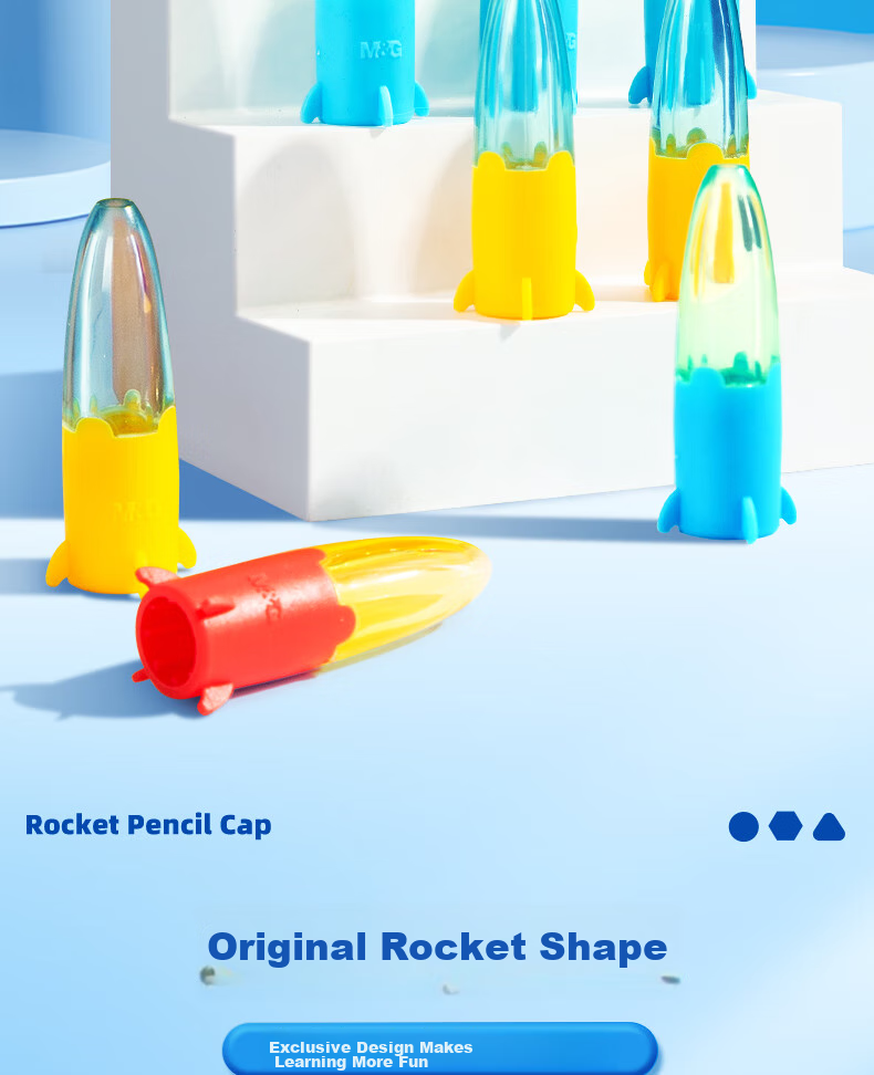 M&G Rocket Pencil Caps, Silicone Thick And Thin Pencil Barrel Universal Pen Covers, Pencil Extenders, School Supplies, Pack of 5, ABT984F4 2