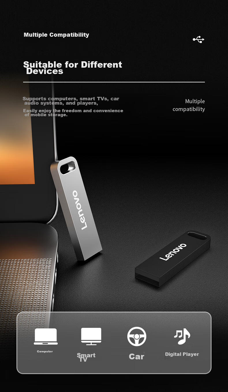 Lenovo 8GB USB2.0 Flash Drive, SX1 Speed Core Series, Gunmetal Color, Durable Metal Design, Essential for Business And Office Use 6