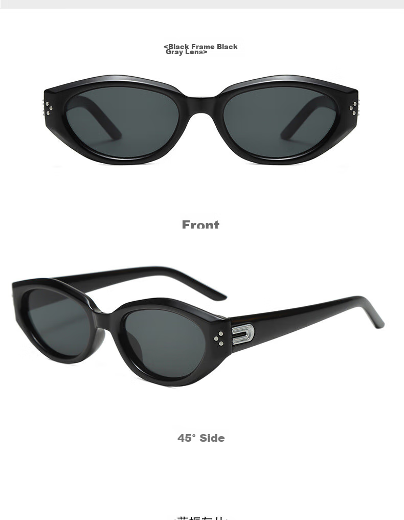 Boshide Children's Sunglasses, Cat Eye Glasses, Retro UV Protection Parent-Child Style, Black Frame with Gray Lenses 17