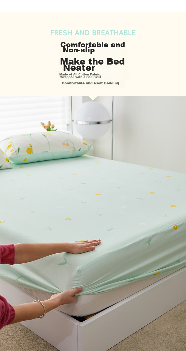 Dohia Bed Sheet Single Piece, Pure Cotton Full Coverage Non-Slip Bed Cover, Mattress Protector Dust Cover for Simmons Mattress, 1.8x2 Meters 7