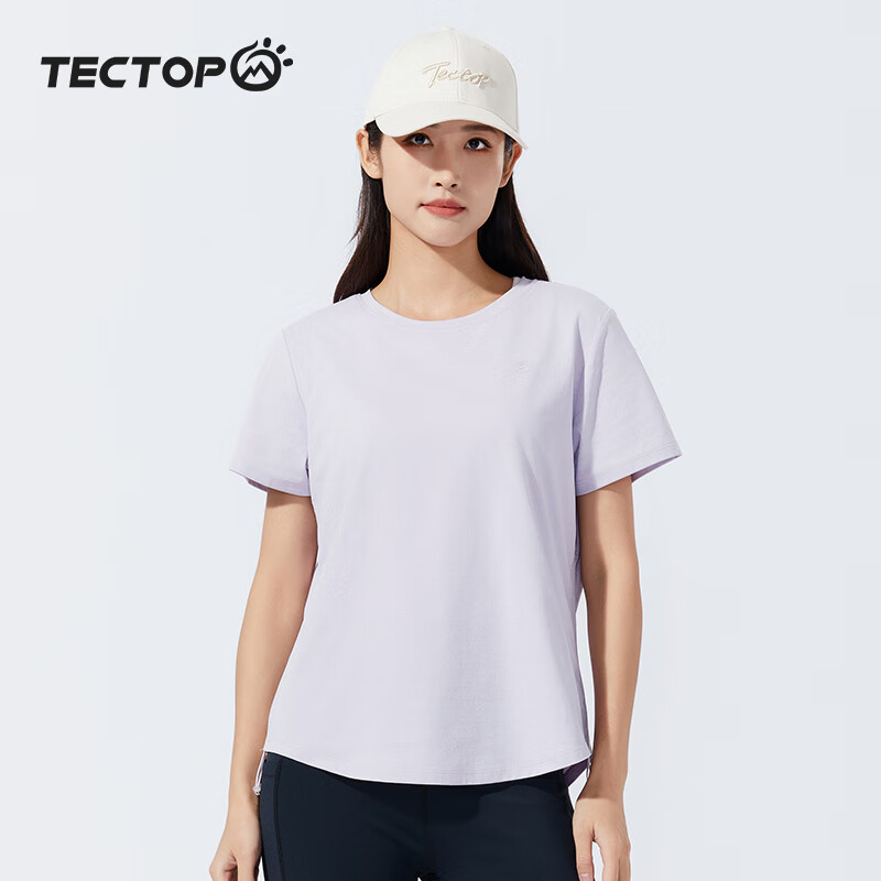 TECTOP Short-Sleeve Top, Lightweight Round Neck Sports Breathable T-Shirt, 2422120TX, Deep Purple, Size L