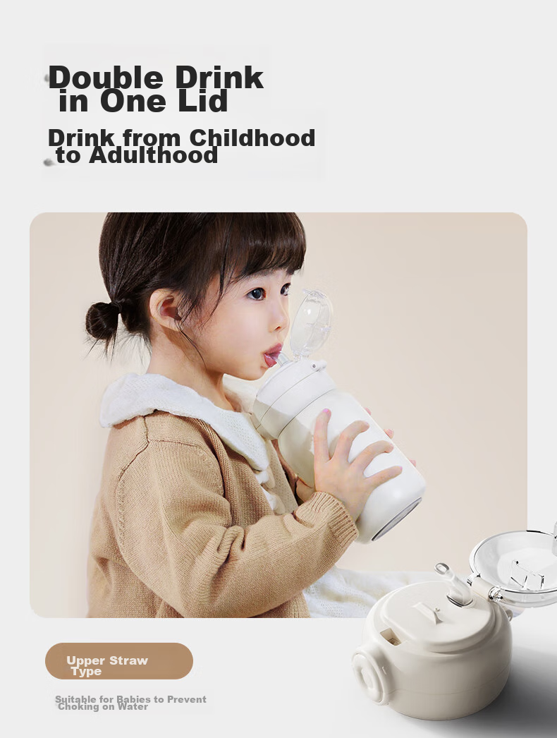 Bebebus Diamond-Like Children's Insulated Cup with Straw, Large Capacity Water Bottle, 316L Stainless Steel, for Primary School Students And Kindergarten Childre 16