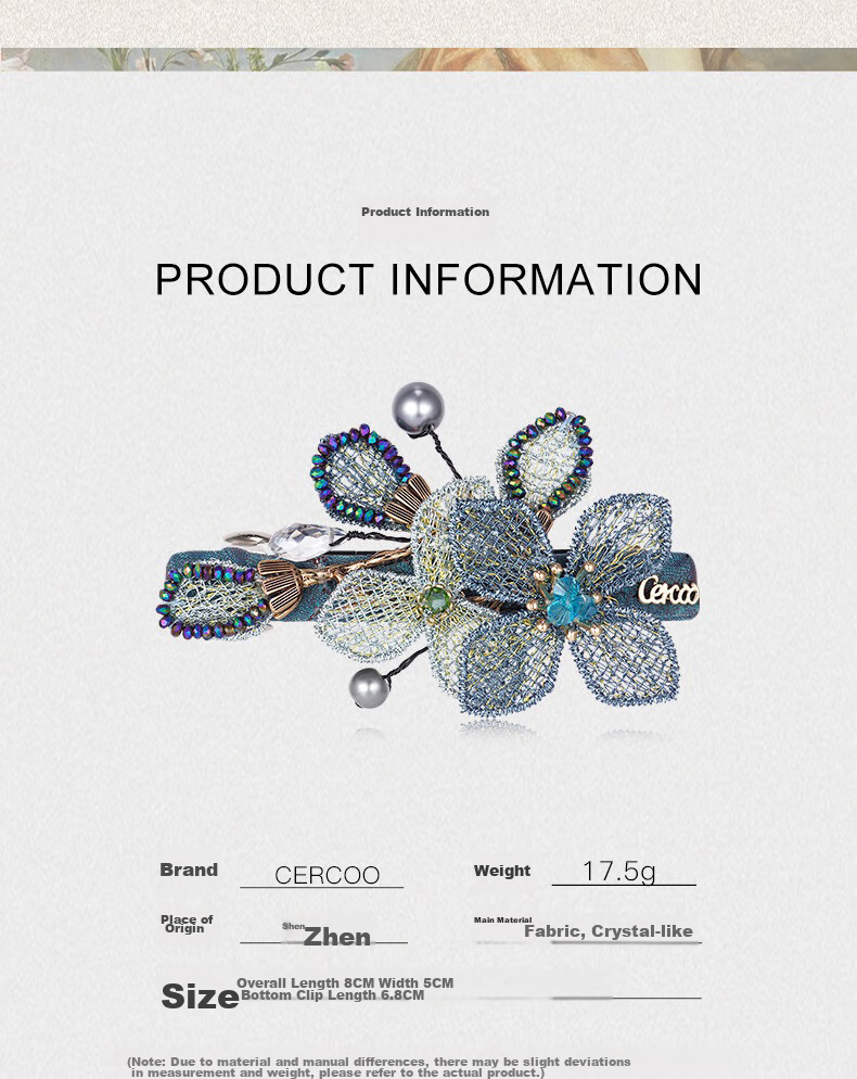 Cercoo Embroidered Butterfly Hair Clip, Crystal Barrette, Rhinestone Straight Clip, Hair Bun Clip, Side Clip, Versatile Hair Accessory, Elegant Gift for Girlfriend 7