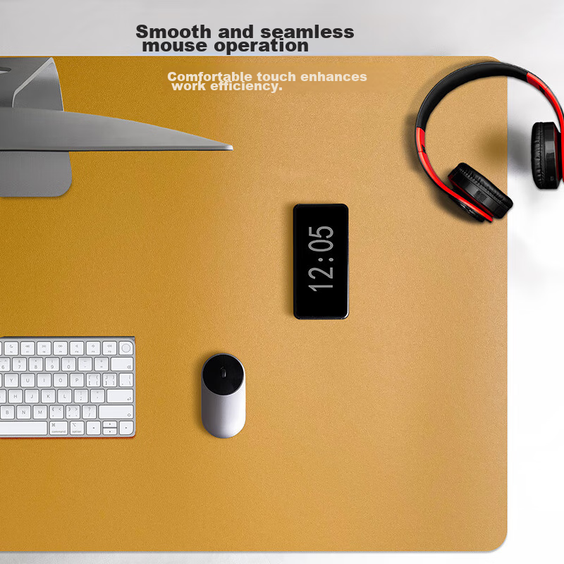 EXCO 1.4-Meter Blue And Yellow Double-Sided Waterproof Leather Mouse Pad, Study Desk Mat, Computer Office Desk Mat, Extra Large Gaming Keyboard Pad, Leather Computer Desk Cover 9789 5