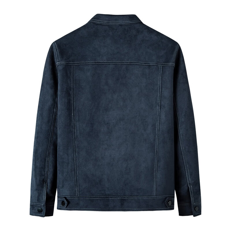 DANCING WOLVES [Suede] Jacket for Men, Versatile Lapel Jacket, Comfortable And Stylish Coat for Men, 102 Dark Blue, Size 165
