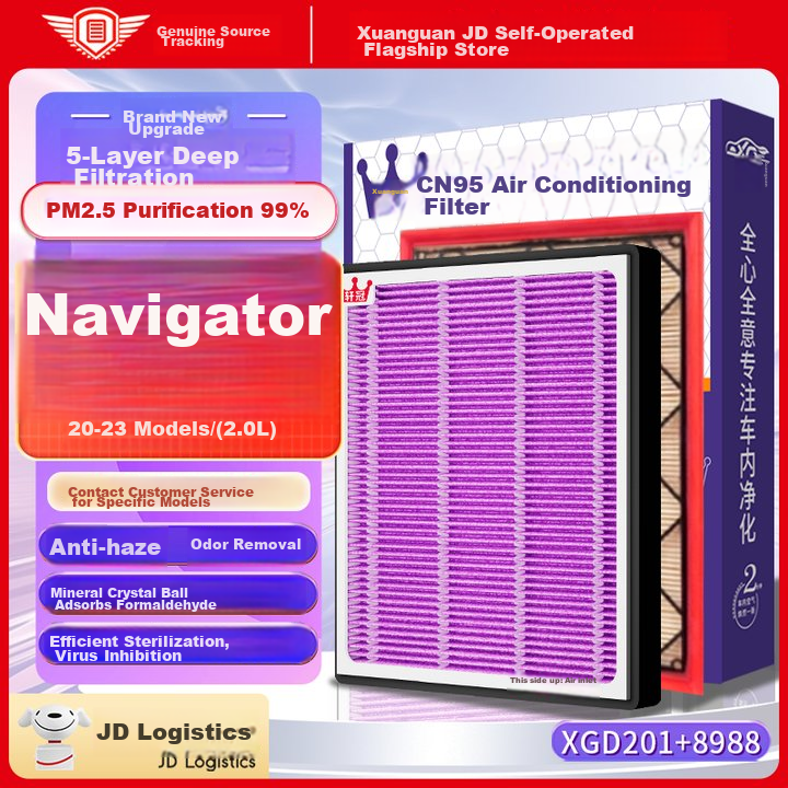 Xuanguan 2020-2023 Lincoln Navigator (2.0T/2.7T) Air Conditioning Filter, Air PM2.5 Anti-Smog Two-Filter Set