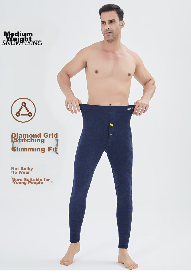 SNOWFLYING [100% Wool Filling] Men's Thermal Underwear, Thickened Autumn And Winter Inner Wear, Fleece-Lined Base Layer Pants, New Winter Product 6