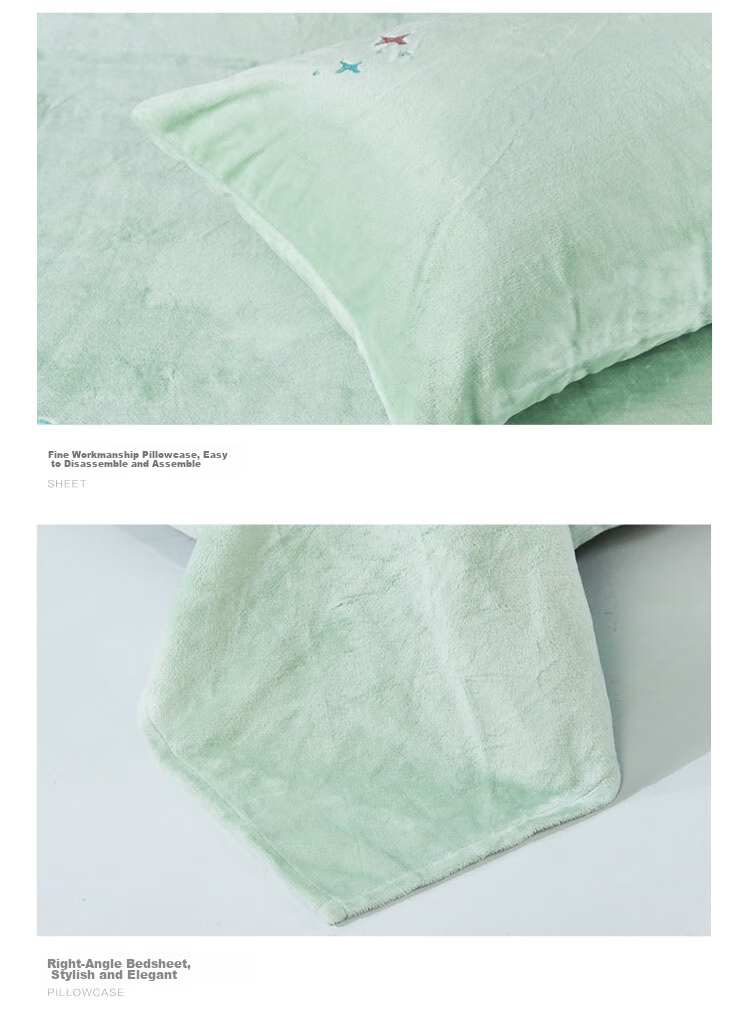 Fuanna Milk Velvet 4-Piece Bedding Set Winter Anti-Static Flannel Sheet and Duvet Cover Single/Double 203x229cm 14