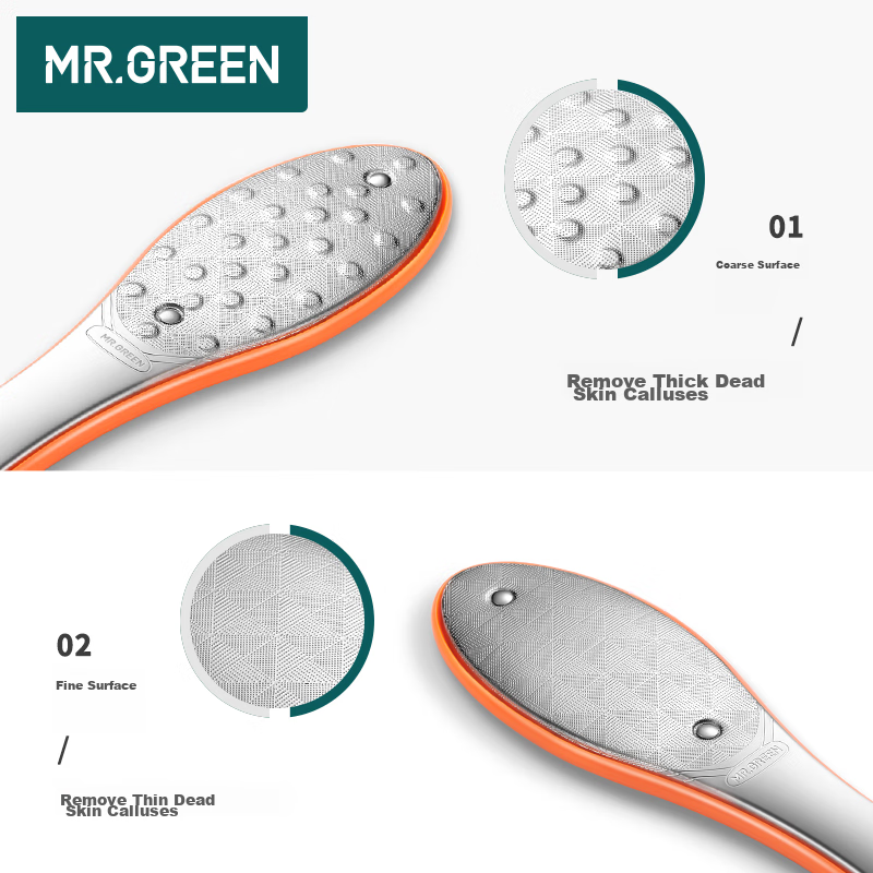 MR.GREEN Немецкая двусторонняя терка для ног, пемза для удаления огрубевшей кожи и мозолей, скребок для пяток, импортный инструмент Mr-2205OR