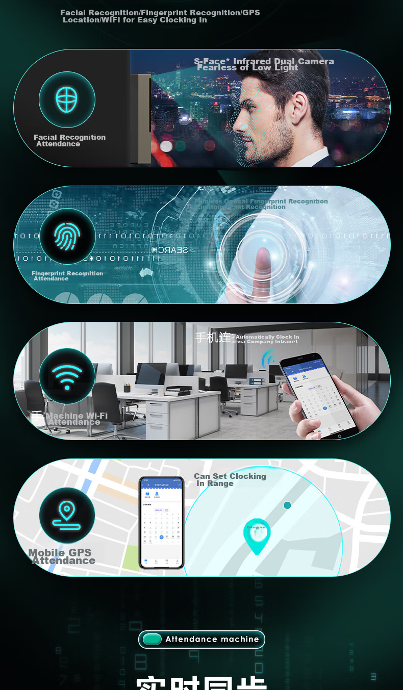 Deli Attendance Machine with Facial Recognition And Fingerprint Integration, Smart Cloud Visible Light Dynamic Face Recognition, Liveness Detection, WiFi Connection, Remote Online Management DL-D3 12