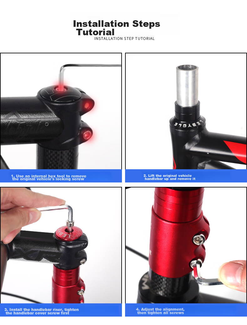 LEBYCLE Mountain Bike Handlebar Riser, Adjustable Stem Extension, Handlebar Heightening Accessory, 150MM Spacers, Installation Tools 16