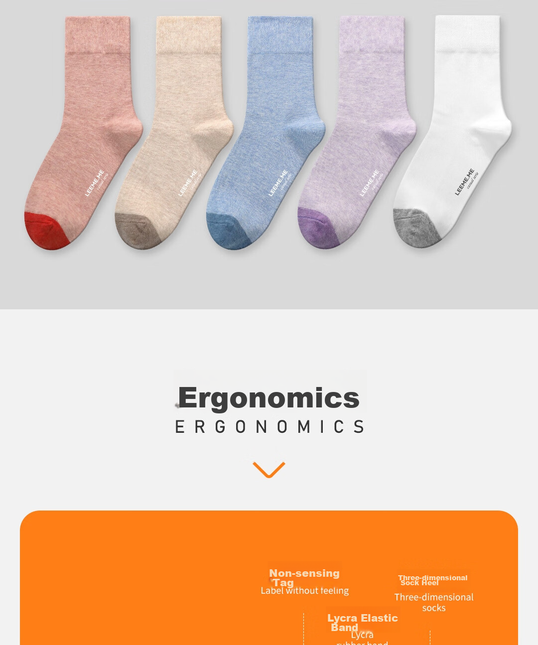 Limi [Antibacterial] Women's Socks, Autumn And Winter Casual Socks, Ladies' Color-Block Antibacterial Mid-Calf Socks, 4 Colors 2