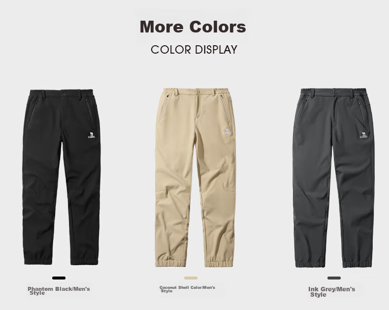 CAMEL Outdoor Softshell Pants for Women, Water-Repellent, Elastic Ankle, Fleece-Lined, Warm, Windproof, Outdoor Hiking Trousers for Men A23CA6J034 10