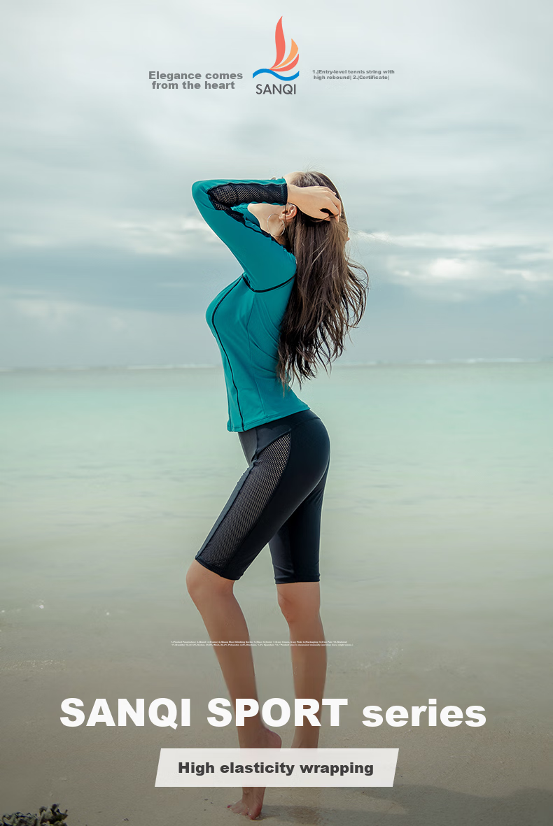 Sanqi Women's Two-Piece Swimsuit, Long Sleeves, Boyshorts, Slimming, Tummy Control, Plus Size, Conservative, Sporty Style, Suitable for Hot Springs And Beach, Green XXXL 1