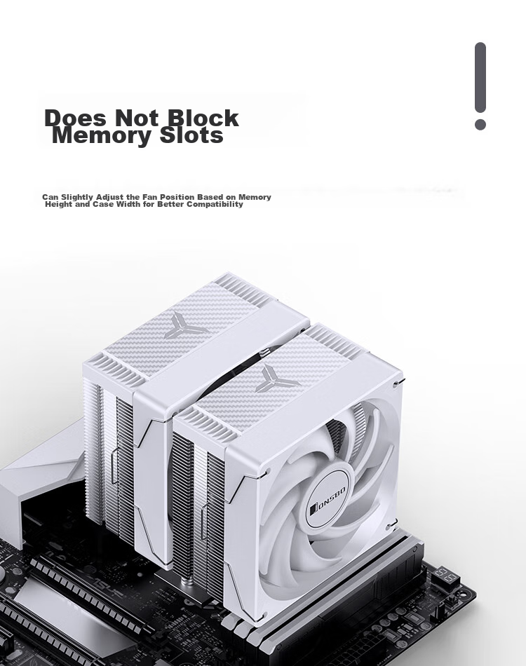 JONSBO CR-3000E Colorful White Edition CPU Air Cooler (Dual Tower Dual Fan / Nickel-Plated 6 Heat Pipes / Colorful Lighting Effects / PWM / Multi-Platform / Thermal Paste Included) 10