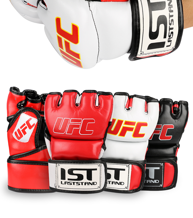 LASTSTAND Fingerless Boxing Gloves, Sanda UFC Gloves, Training MMA Boxing Gloves, Black And White, Size L 20