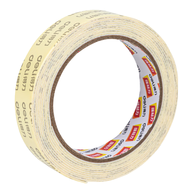 Deli Thin Strong Adhesive PE Foam Double-Sided Tape, Foam Double-Sided Tape Strong Adhesive No-Nail Glue, 18mm*3m*1mm, White 1 Roll, Office Supplies, 30418