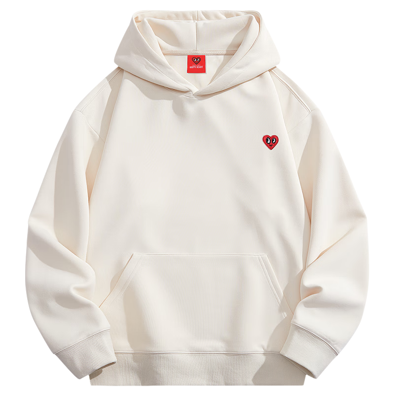 Chaersitaoxin Hooded Sweatshirt for Men And Women, Couple Matching Style, Solid Color Basic Versatile Fleece-Lined Thick Pullover Top, Light Khaki XL