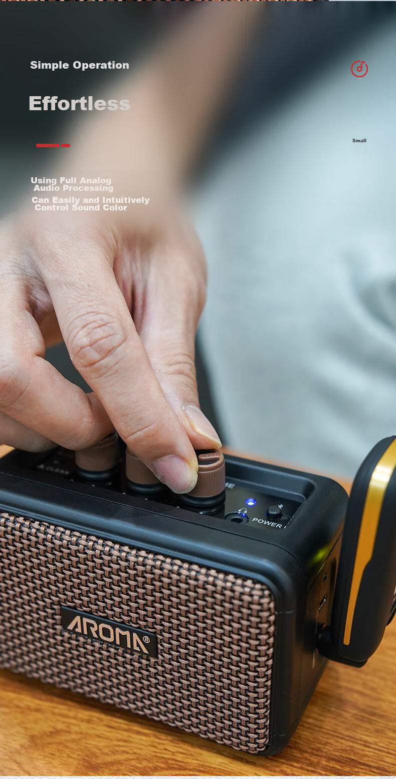 AROMA Electric Guitar Mini Speaker, Bluetooth Rechargeable Outdoor Portable Musical Instrument Smart Speaker AG-04 10