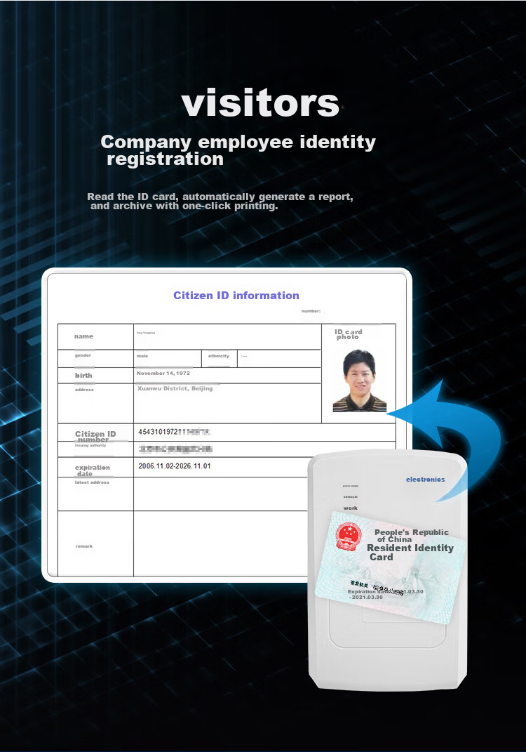 Huashidianzi CVR-100UA ID Card Reader, Identity Reader, Identity Recognition Device, Identity Scanner, Identity Reader 3