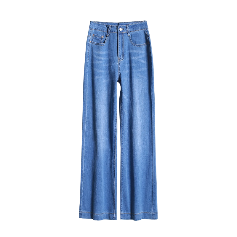Pierre Cardin Jeans, Winter Heightening And Slimming, Korean-Style Versatile High-Waist Tummy Control Wide-Leg Straight Pants, Women's Vintage Blue XL