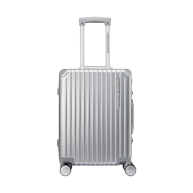 AMERICAN TOURISTER Luggage, 20-Inch Simple And Stylish Suitcase, Trolley Case for Men And Women, Travel Case with Frame, Silver Color, NH7 Combination Lock Suitcase