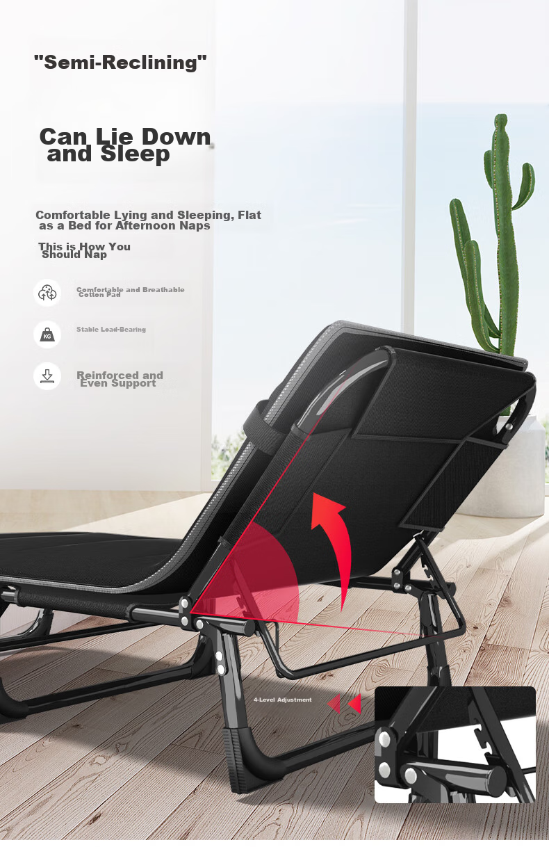 OKeefe Folding Bed, Lounge Chair, Single Bed, Office Nap Bed, Accompanying Care Bed, Camp Bed, Simple Bed with Cotton Pad 5