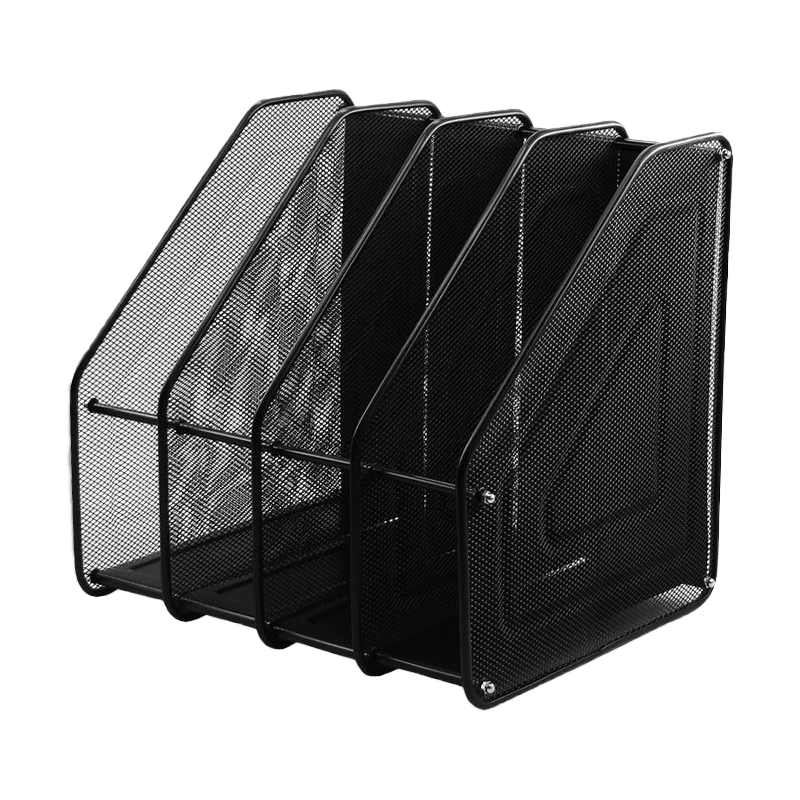 TANGO Four-Section Metal File Organizer Desktop Office Stationery Storage Rack File Holder Document Tray Durable Office Supplies