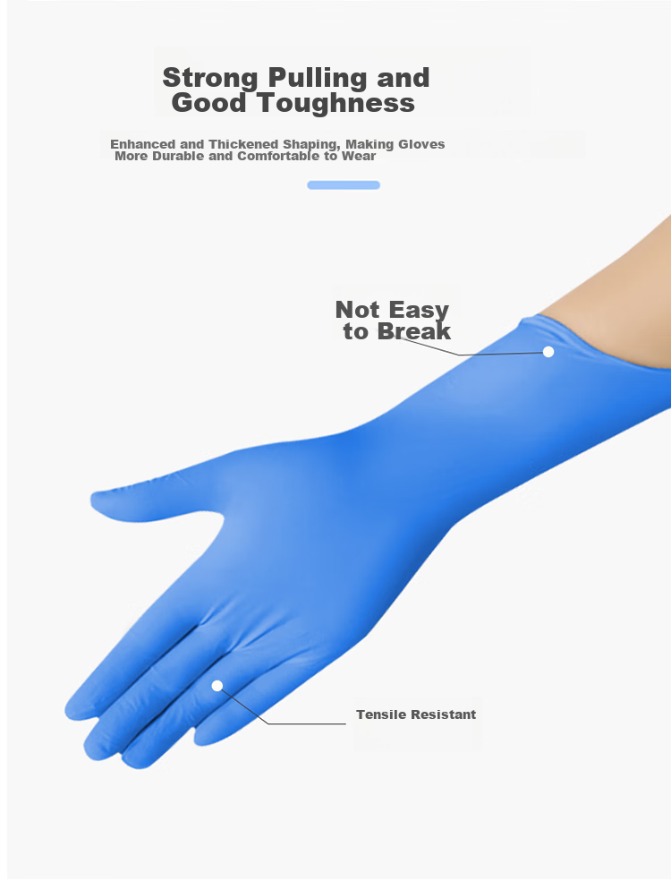WOLSGIN Disposable Nitrile Gloves, Thickened for Industrial Manufacturing And Laboratory Use, K20 Extra Thick Blue 12-Inch Nitrile, 100 Pieces/box, Small Size 6