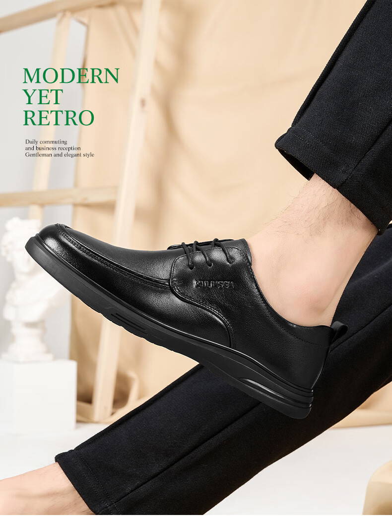 MULINSEN Men's Leather Business Casual Shoes, Breathable Soft-Soled Middle-Aged Dad Shoes L3241012 5