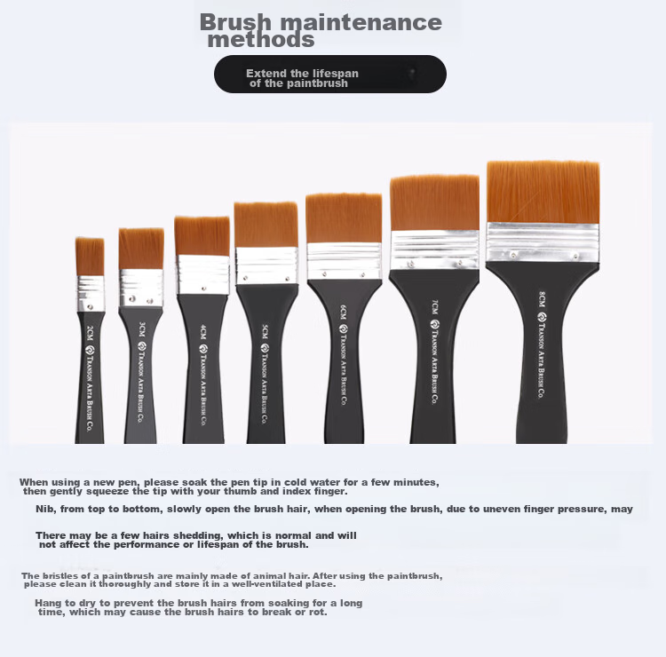 Transon Nylon Brush Set Paint Brushes for Wall Painting, Acrylic Paint, Watercolor, Gouache, Oil Painting, Children's Art, Flat Brush Tools - Single 6# Sketching Markers Drawing 10