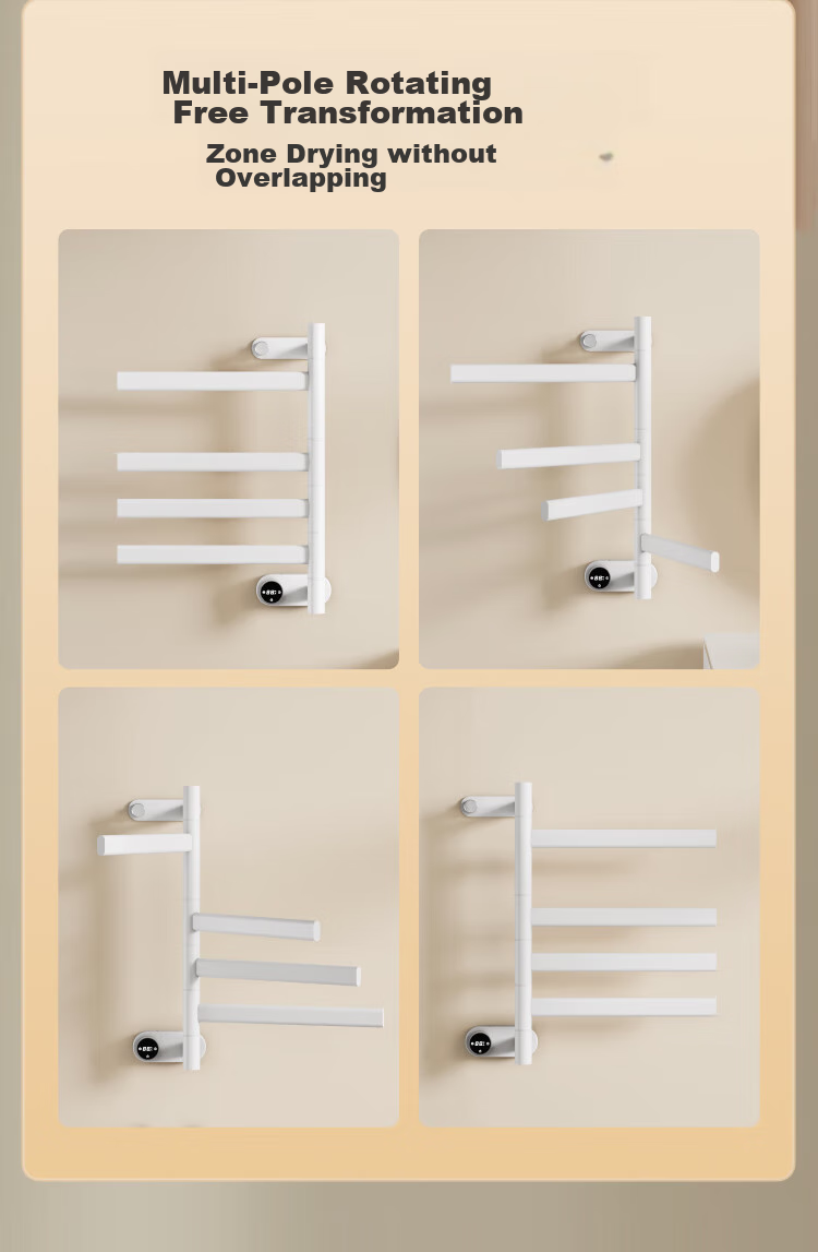 JD Original Warm Wing Electric Towel Rack, Towel Drying Rack, Bathroom Carbon Fiber Heating Pack, Installation, Soft Mist White 3