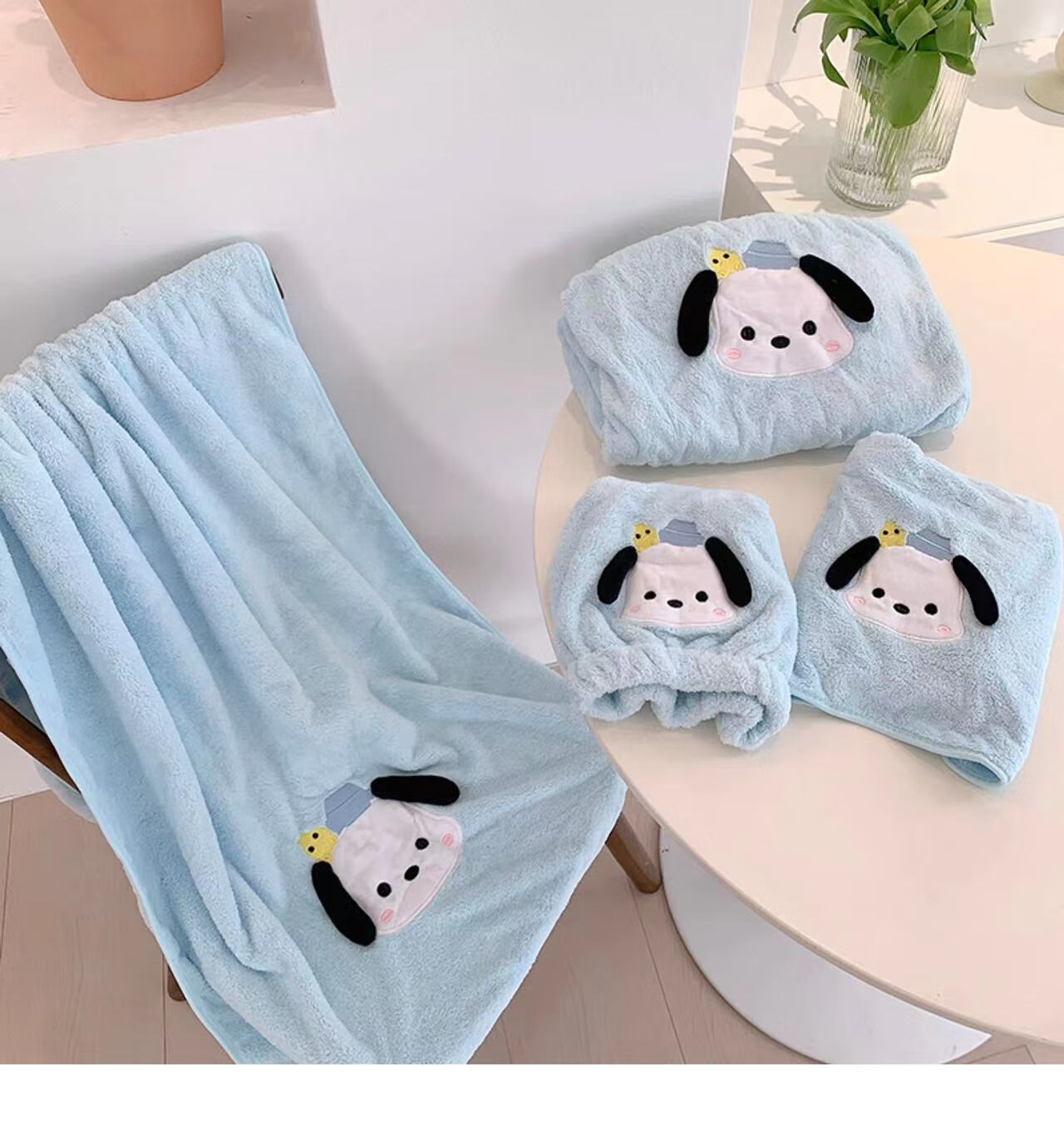 Fanyejia Cartoon Dog Bath Towel for Women, Shower Towel for Student Dormitory, Thick Coral Fleece Absorbent Quick-Drying Towel for Sports 8
