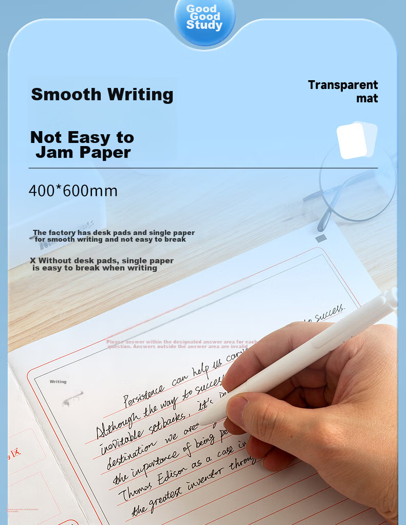 M&G Stationery A4 Exam Writing And Drawing Pad for Primary School Students, Soft Transparent Desk Mat for Study, Specialized for Exams, Suitable for Civil Service Exams, Postgraduate Entrance Exams, High School Entrance Exams, National Exams EVA 6