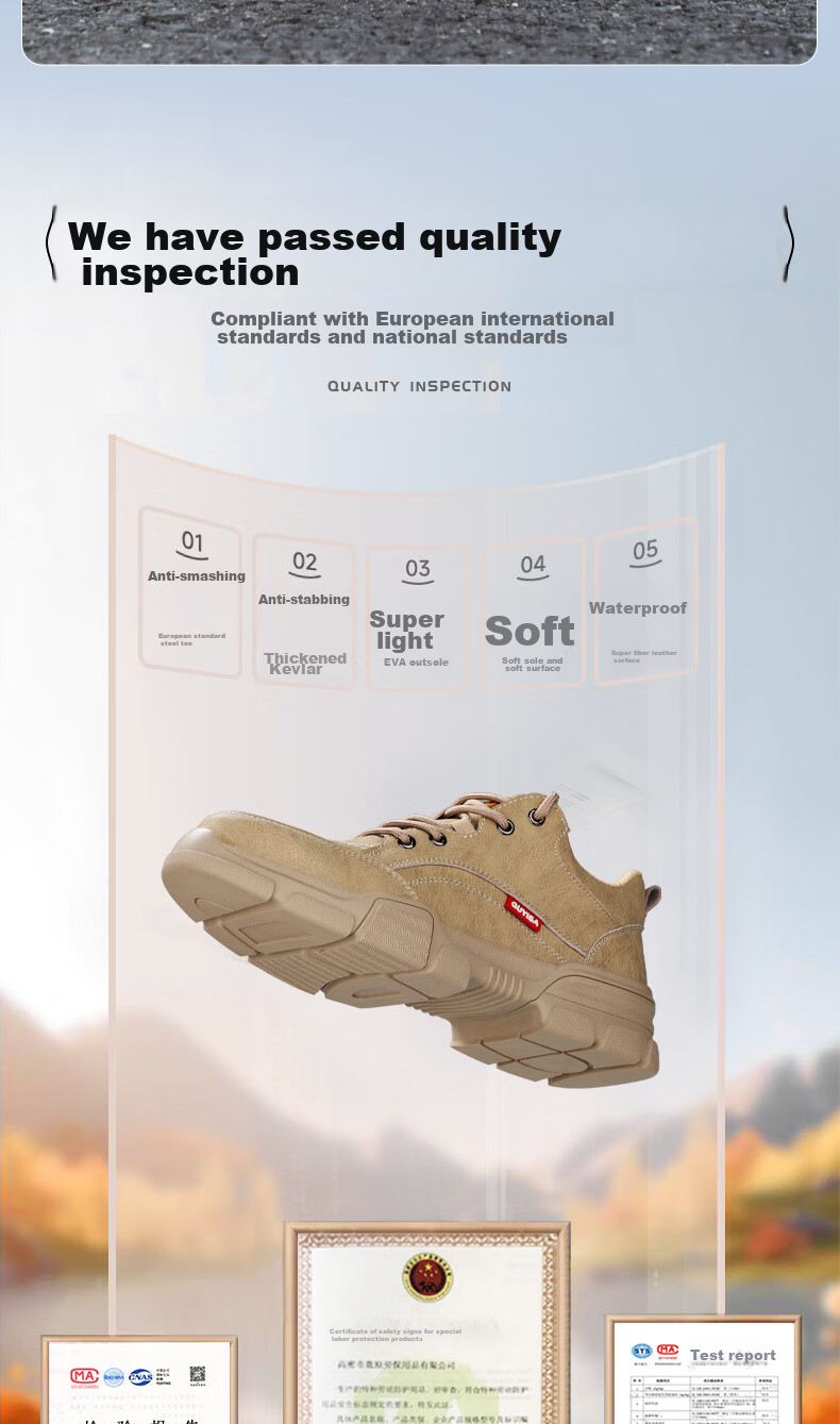 JUNBU Safety Shoes for Men, Steel Toe Cap, Anti-Smashing And Anti-Puncture, Ultra-Light Soft Sole, Comfortable Construction Site Safety Work Shoes 1115F Size 42 7