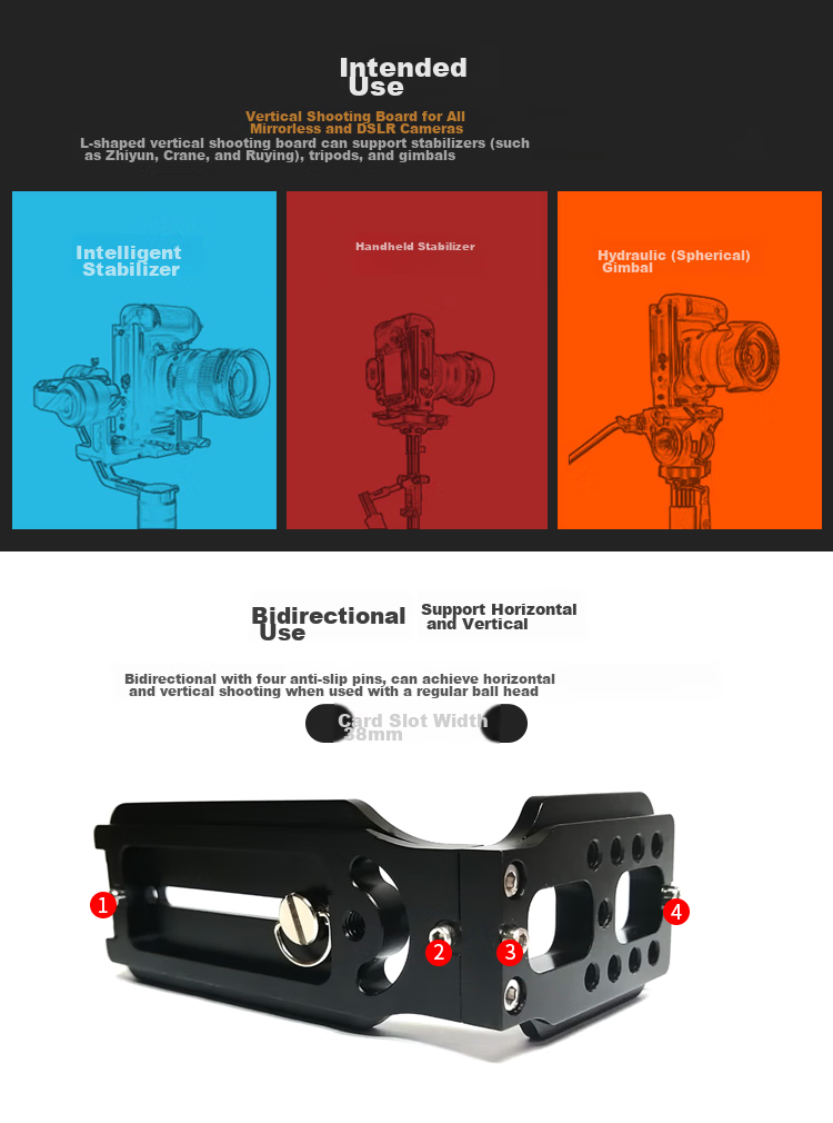 Earlymen EM-L90 Vertical L-Shaped Tripod, Compatible with Mirrorless And DSLR Cameras, Gimbal Monopod, Suitable for Zhiyun Smooth 4/Weebill 2/Luxy RS2/RS3/Stabilizer 3