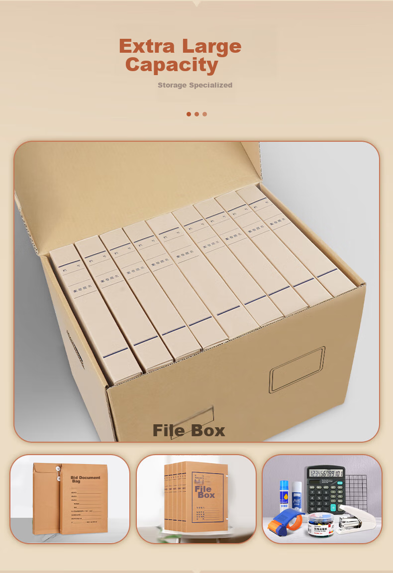 SIMAA 5-Pack Accounting Voucher File Box, Three-Layer Corrugated Thickened Version 34*24*30, Financial Voucher Document Organizer Storage Box Bookkeeping Storage Box WG-KO3 4