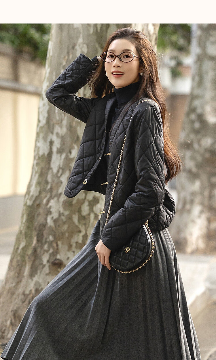 Dme [Laoqian Yinxiang] Winter Luxury Matte Light Luxury 400T Spring Yarn Diamond-Quilted Women's Cotton Jacket 13