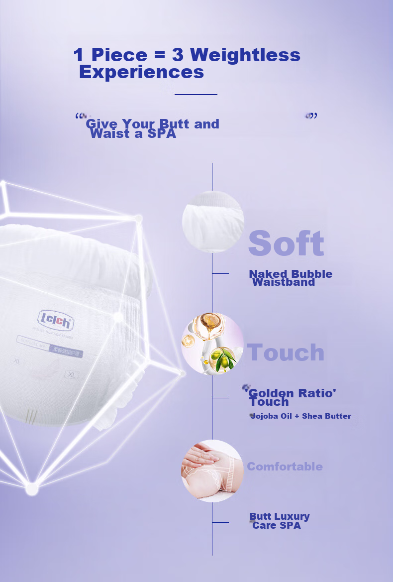 Lelch Day And Night Soft Care Comfort Pants, Size L, 3 Pieces, Night Use Trial Pack, Pull-Up Diapers, Soft Breathable Portable Pack 3