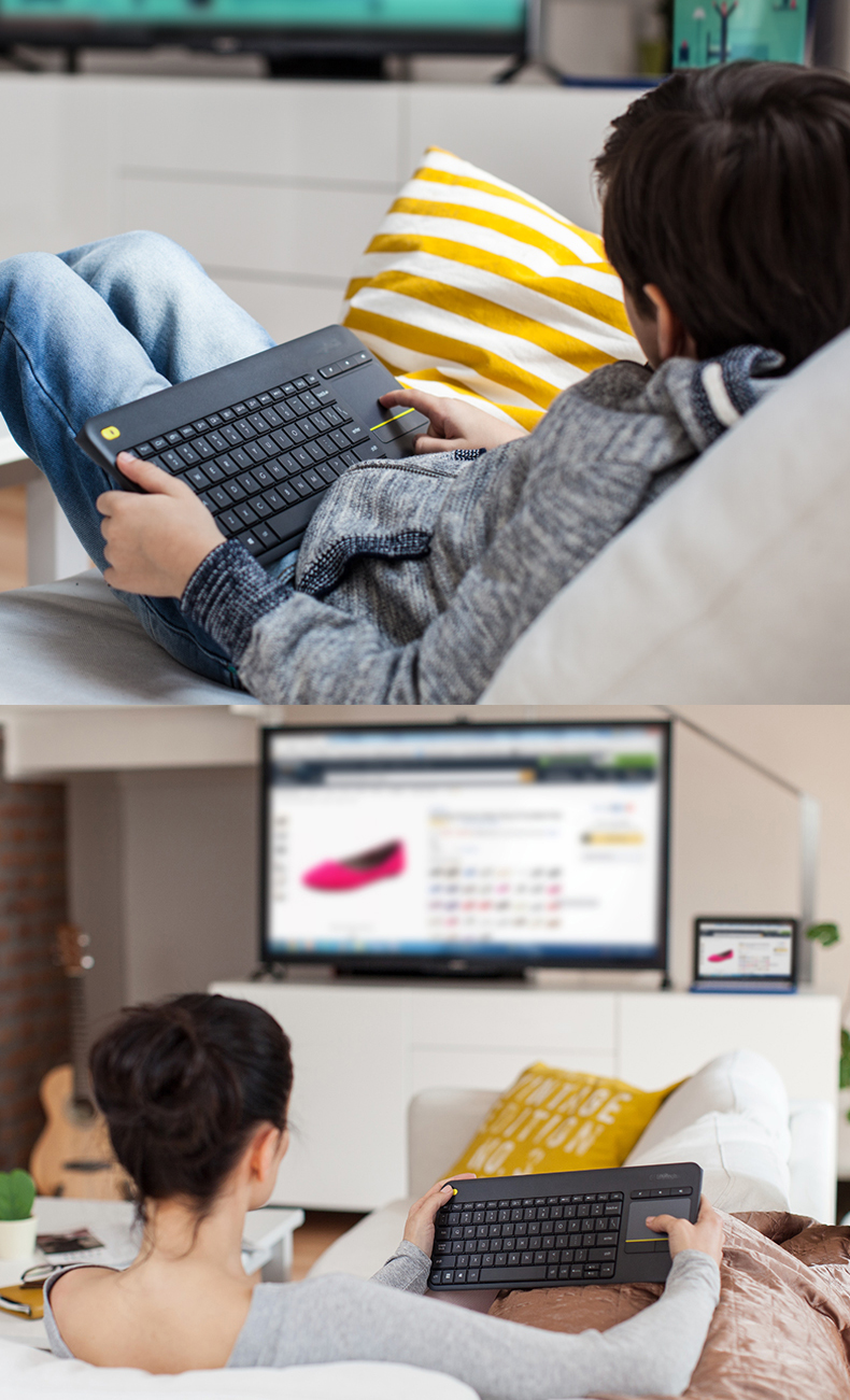 Logitech K400Plus Wireless Keyboard with Touch Control for Android Smart TV, Computer, Laptop Office Use with 2.4G Wireless Receiver, Black [Order Bonus] 11