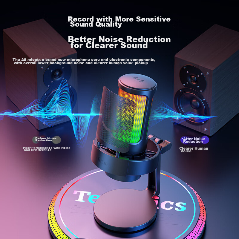 USB-микрофон FIFINE A8 для стриминга, караоке, записи голоса, игр, TikTok, онлайн-обучения, с шумоподавлением