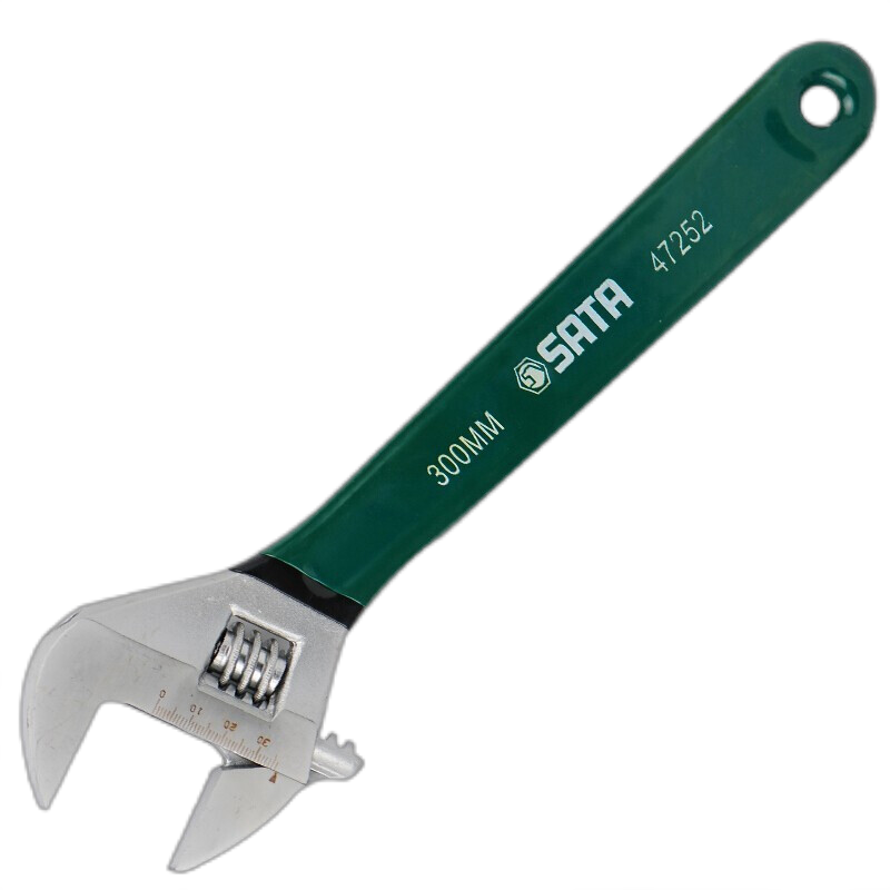 SATA Plastic-Coated European Adjustable Wrench, Multiple Sizes Available, 12" Adjustable Wrench 47252, Large Opening Adjustable Wrench