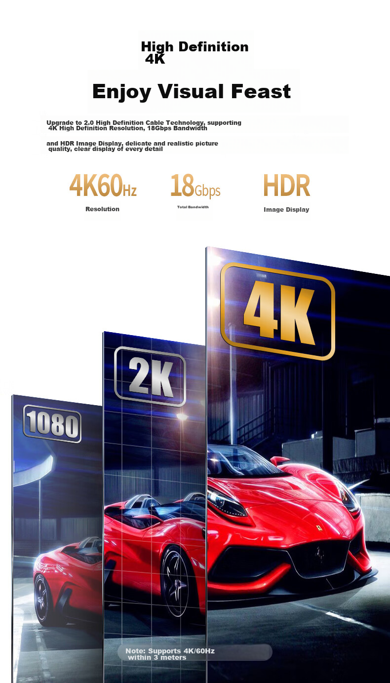 Acer HDMI Cable Version 2.0, 4K Ultra HD Cable 3 Meters, 3D Video Cable Engineering Grade, Data Connection Cable for Laptops, Monitors, Set-Top Boxes, TVs, And Projectors 2