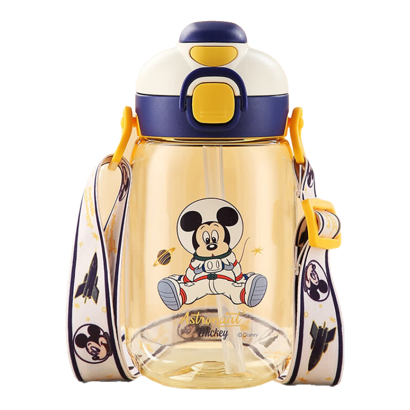 Disney Plastic Water Bottle with Straw for Children, Tritan High-Temperature Resistant Dual-Use Water Bottle for Boys And Girls, Elementary School Students, Direct Drinking Cup