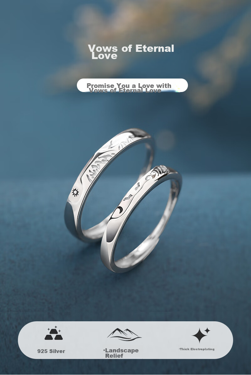 MANHE S925 Silver Ring, Couple Rings, One Pair of Engagement Diamond Rings, Open-End Style for Women And Men, End-Ring, Valentine's Day Gift 1