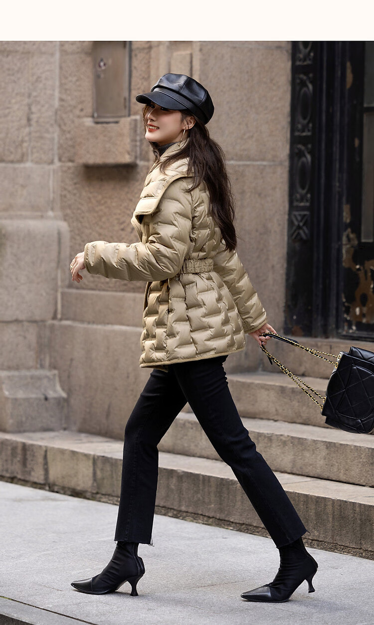 Dme [Black Pearl Edition Slim Waist] Winter Lightweight High Warmth 90% Duck Down Elastic Waistband Short Women's down Jacket 18